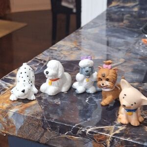 Set of Five Mini Decorative Dog Toys - Assorted Colors.plastic.poodle Dalmation